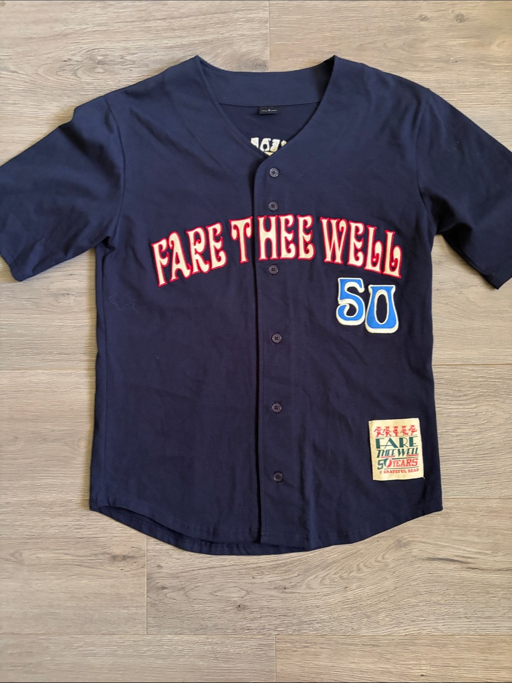 Grateful Dead Navy 'Fare Thee Well' Baseball Jersey with Red & Blue Accents